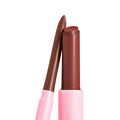 Smooches duo showcasing a warm brown lip balm bullet and matching fine‑tip liner, uncapped in pink tubes - ColourPop So Juicy Plumping Lip Liner & Balm Set - posed on a white background for a polished, fuller‑lips look.