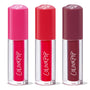 Very Berry ColourPop Lip Stain trio standing upright, showcasing bold berry shades - fuchsia, cherry red, and deep plum - in clear tubes with ColourPop logo and heart-shaped caps, lined up on a white background.