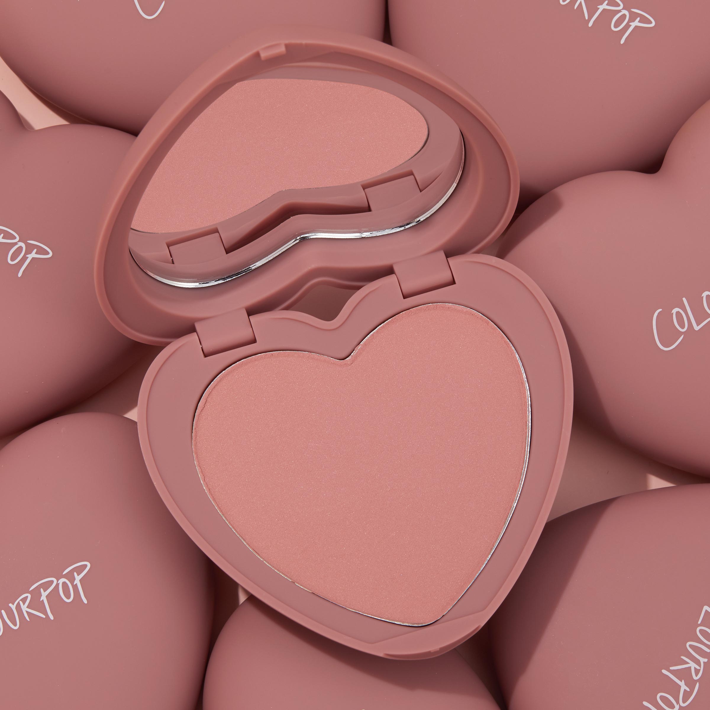 5 Colourpop cosmetics presses powder store blushes, heart shaped.