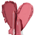 ColourPop Lippie Kit Sasha lip pencil and Lippie Stix standing over a heart-shaped rosy mauve swatch, showcasing creamy finish and precise tip on a white background, featuring the Bratz Sasha shade.