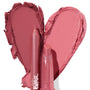 ColourPop Lippie Kit Sasha lip pencil and Lippie Stix standing over a heart-shaped rosy mauve swatch, showcasing creamy finish and precise tip on a white background, featuring the Bratz Sasha shade.