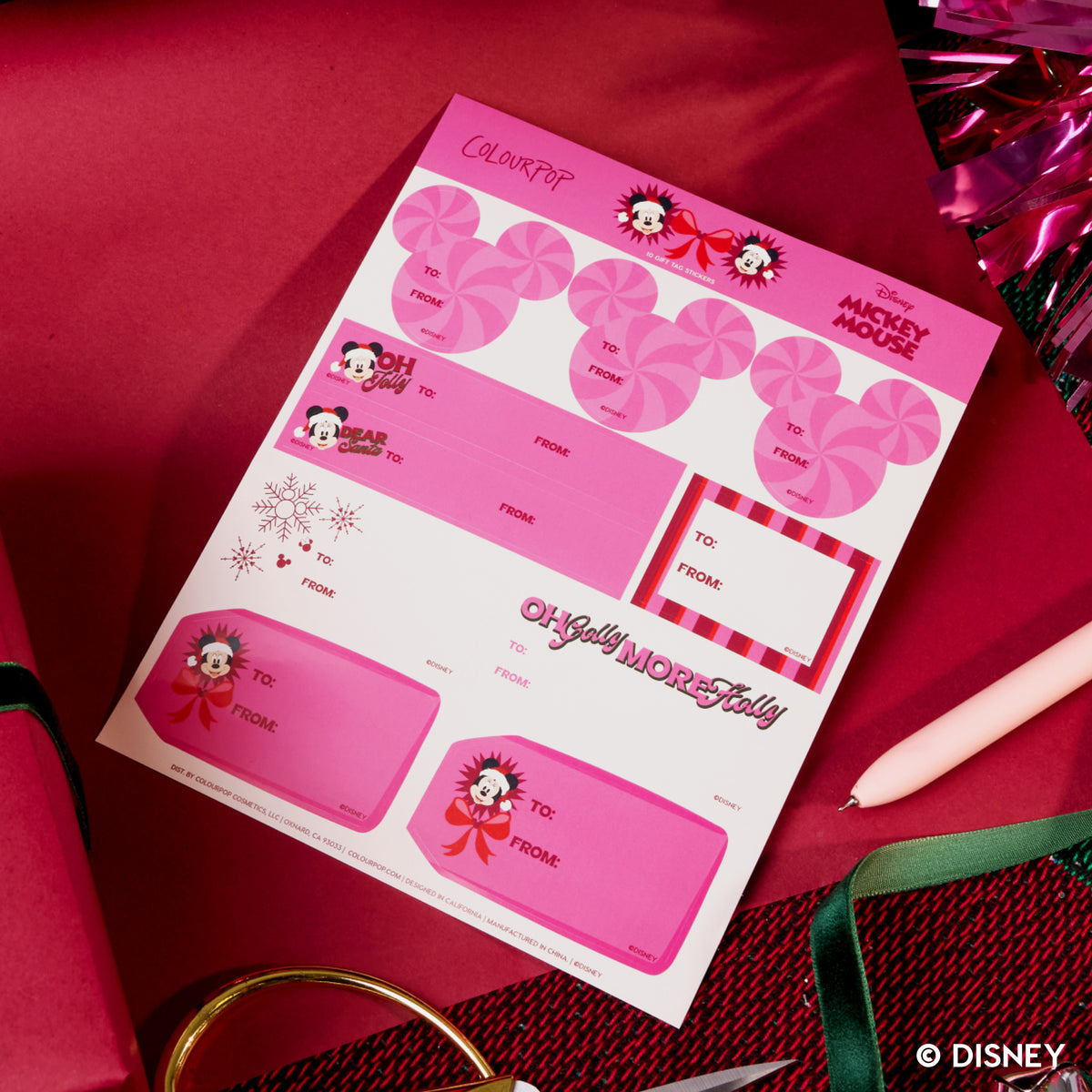 Mickey and Minnie Mouse Gift Tag Sticker Sheet