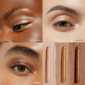 ColourPop Shadow Stix Shimmering Golds enhancing lids with luminous gold, shown in a grid: close-ups wearing Walk of Fame, Honey BB, and Quokka plus three twist-up sticks on a wood backdrop, demonstrating payoff across multiple skin tones.
