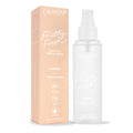 ColourPop Pretty Fresh Setting Spray Lock It In bottle stands beside a peach box on white, a frosted 3.4 fl oz mister with peptides and niacinamide, offering 16-hour wear, transfer-proof, waterproof makeup hold.