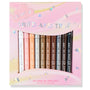 Ten ColourPop Crème Gel Liner pencils from the Tried and True BFF Crème Gel Liner Vault line up in a pastel pink, iridescent starry box, shades from white and peach to bronze, brown, and black; 10-count set, 0.2 g (0.01 oz) each.
