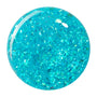 Turquoise droplet of Talk To Me Ultra Glossy Lip by ColourPop shimmering with iridescent blue-green flakes, showing a high-shine gel texture and glitter finish on a clean white background; ColourPop Ultra Glossy Lip.