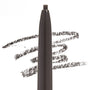 ColourPop Ash Brown brow pencil tip drawing cool‑toned brown swatches on a white background, showcasing precise, buildable pigment for natural-looking brows.