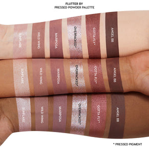 Flutter By	is a cool-toned, soft glam eyeshadow palette arm swatches