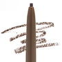 ColourPop Dark Brown brow pencil drawing smooth dark-brown swatch lines, close-up of the twist-up tip centered with pigment strokes behind it on a clean white background.