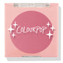 New to U ColourPop Pressed Powder Blush compact, closed - rosy mauve pink pan in a square light pink case with a clear lid printed with white sparkles and the ColourPop logo, studio product shot on white with a soft shadow.