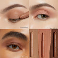 ColourPop Shadow Stix Matte Nudes shown in a 4-panel grid: close-ups of lids wearing Cocktail Party, Bare With Me, and Walnut Ave, with three neutral matte eyeshadow sticks displayed on matching nude paint swatches.