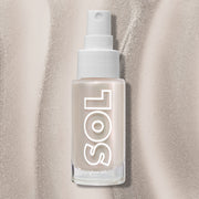 SOL Body Glow Oil mini Moonstone opalescent silver with a soft pink shift