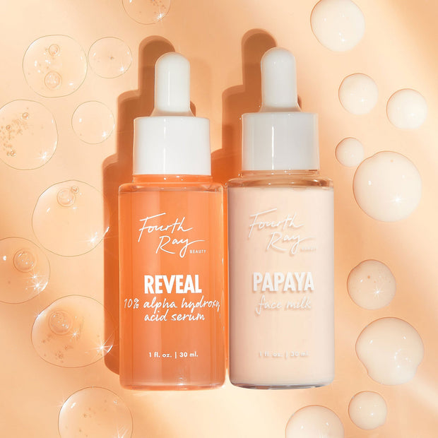 Renew Skincare Duo includes Reveal 10% AHA Serum and Papaya Face Milk