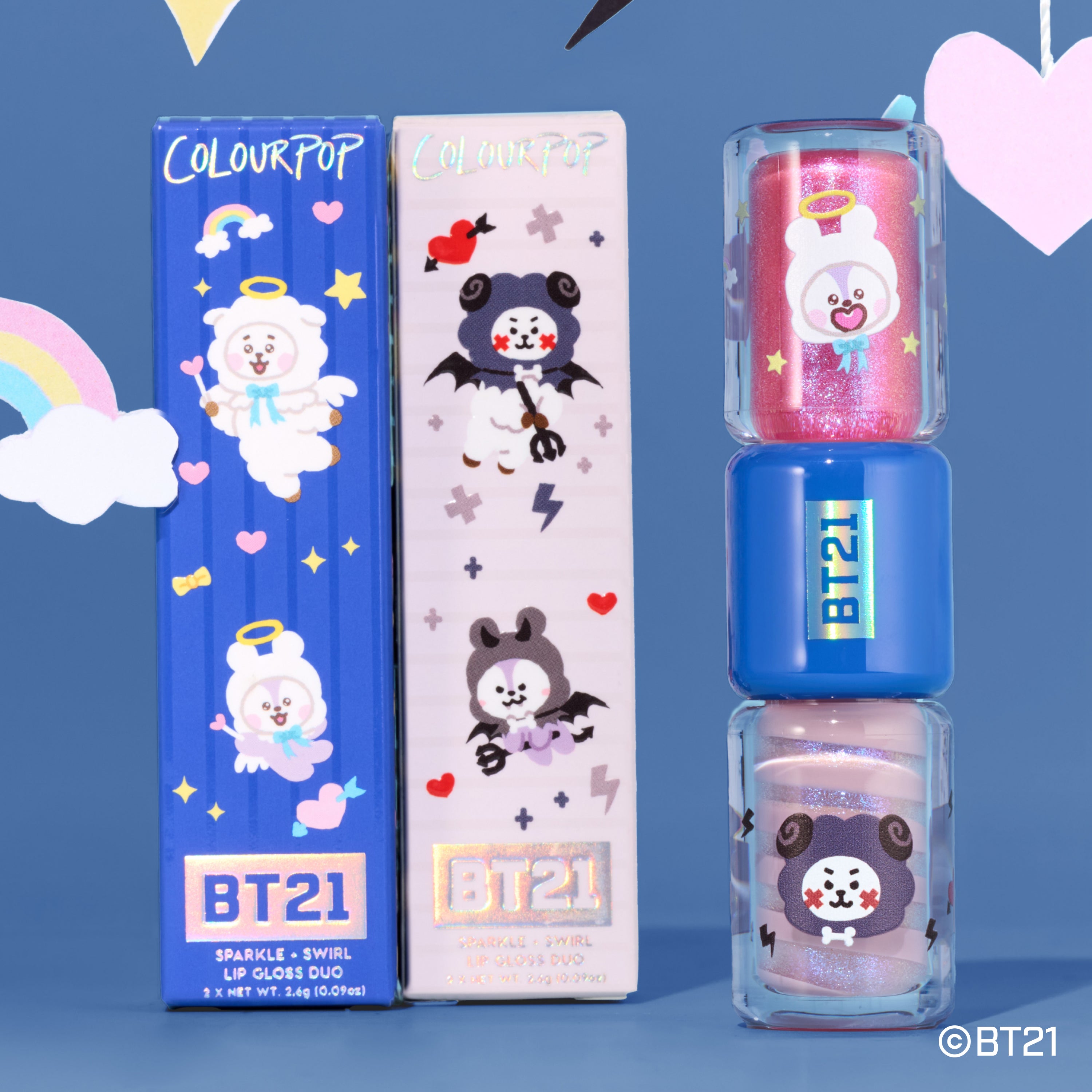Fluffy N' Mysterious | Sparkle + Swirl Lip Gloss Duo · BT21 and