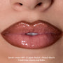 Close-up glossy lips wearing Colourpop Peach Mochi Fresh Kiss Glossy Balm, showing sheer peachy nude shine with subtle shimmer, highlighting smooth, hydrated finish ideal for Lip Gloss & Lip Oil lovers.
