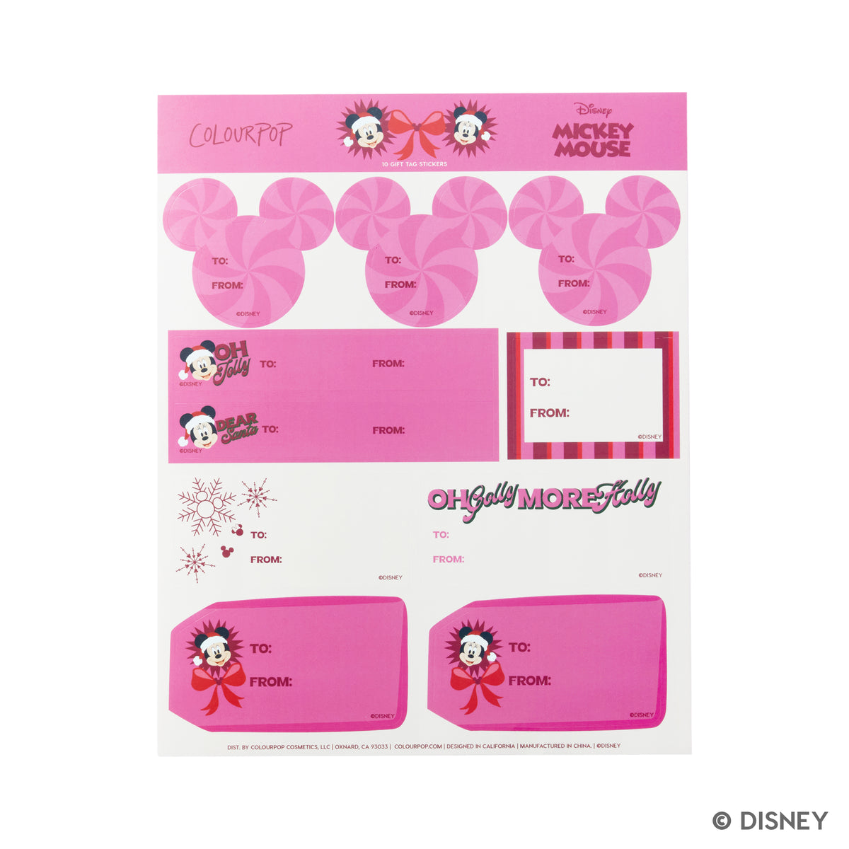 Mickey and Minnie Mouse Gift Tag Sticker Sheet