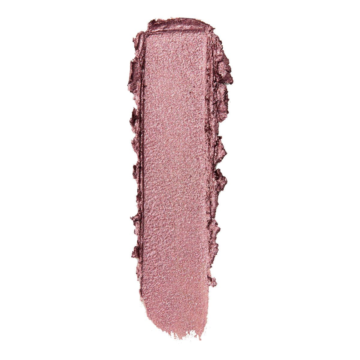 Metallic rose-mauve eyeshadow swatch smeared in a single vertical swipe with textured edges on a white background, showcasing the Next Spot ColourPop Shadow Stix - creamy stick shadow with fine shimmer.