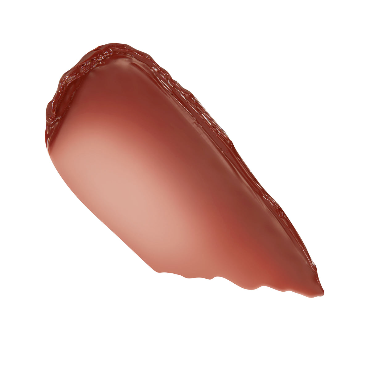 PSL shade swatch of ColourPop So Juicy Plumping Gloss Balm with Peptides, swept in a curved stroke to reveal a high-shine, semi-sheer warm cinnamon‑brown color and smooth plumping texture on a clean white background.