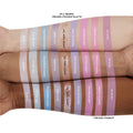 In A Trance pastel Sky blue and soft violet Eyeshadow Palette arm swatches