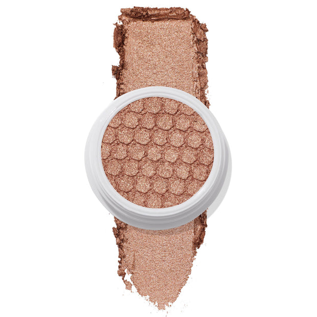 Colourpop super shock shadow in la la an ultra-glittery soft copper.