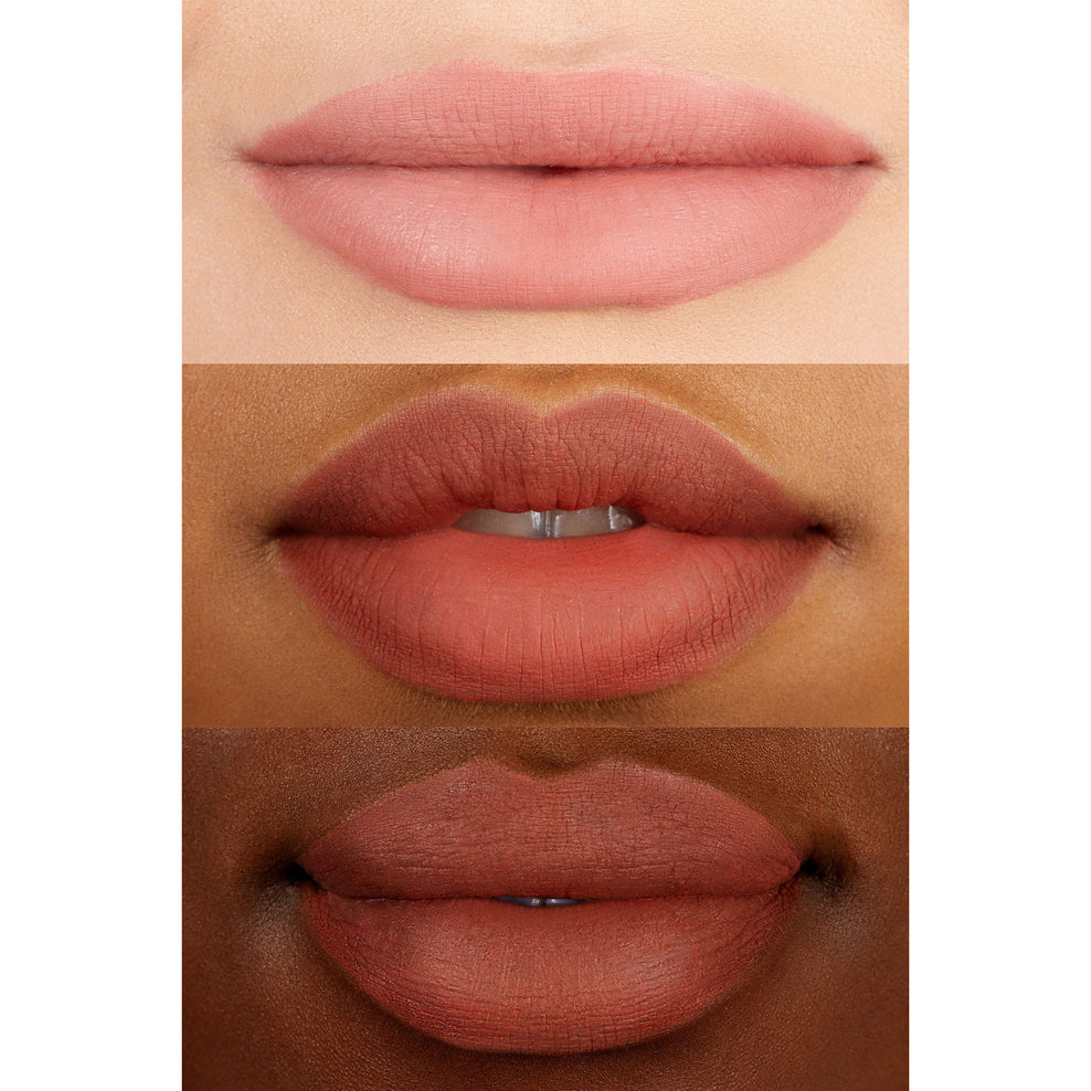 Scenic Route sheer peachy nude sheer matte blotted liquid lipstick