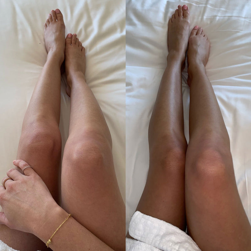 SOL Gradual Sunless Tanning Lotion on model before and after