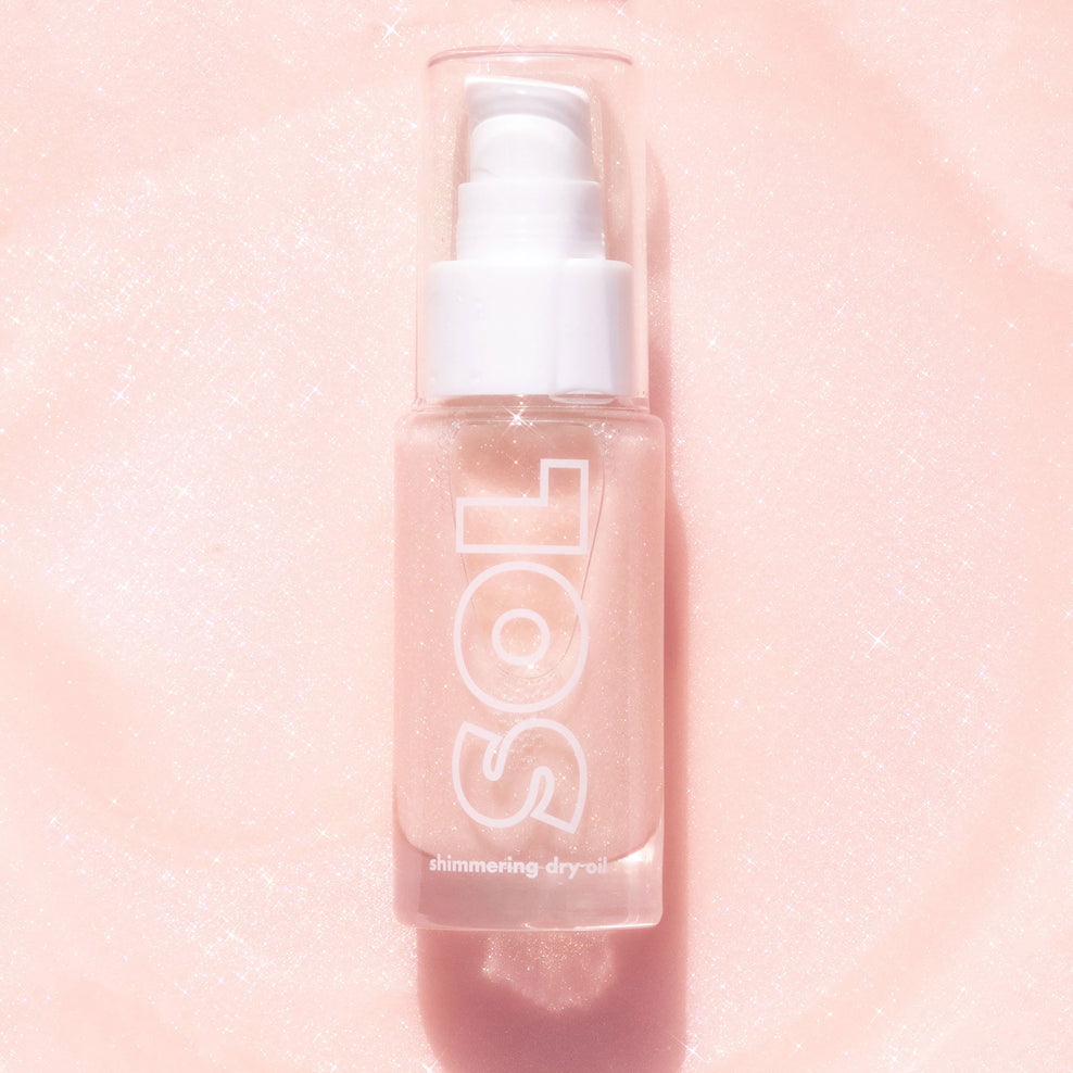Soft Pink SOL Mini Shimmering Dry Oil shimmering icy gold and hot pink flecks