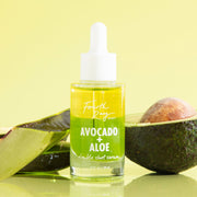 Avocado + Aloe Double Shot Skincare Face Serum with an avocado and aloe stylized photo.