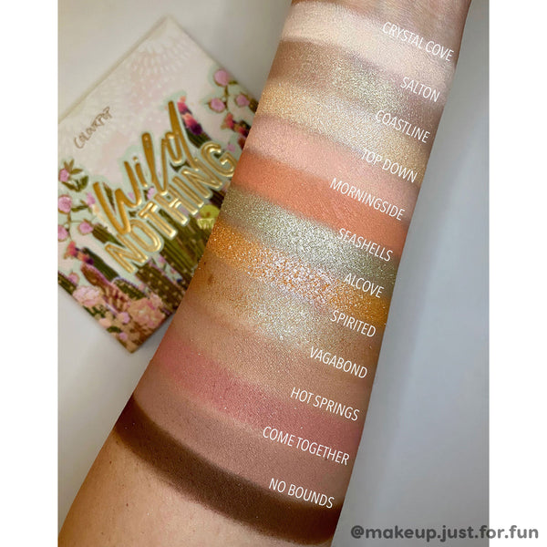 Colourpop Wild Nothing Shadow Palette Vegan 12 pan palette arm swatches