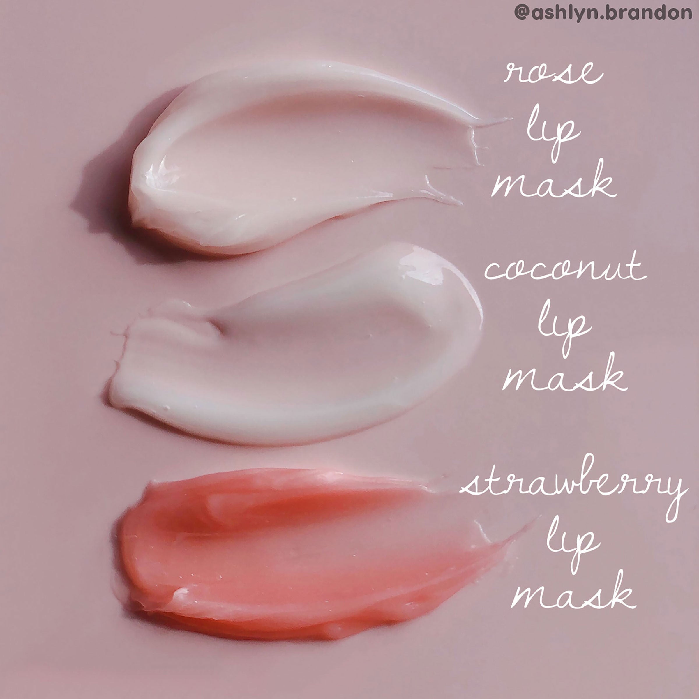Fourth Ray Beauty Lip Lip Hooray Strawberry, Rose, and Coconut lip mask trio swatches