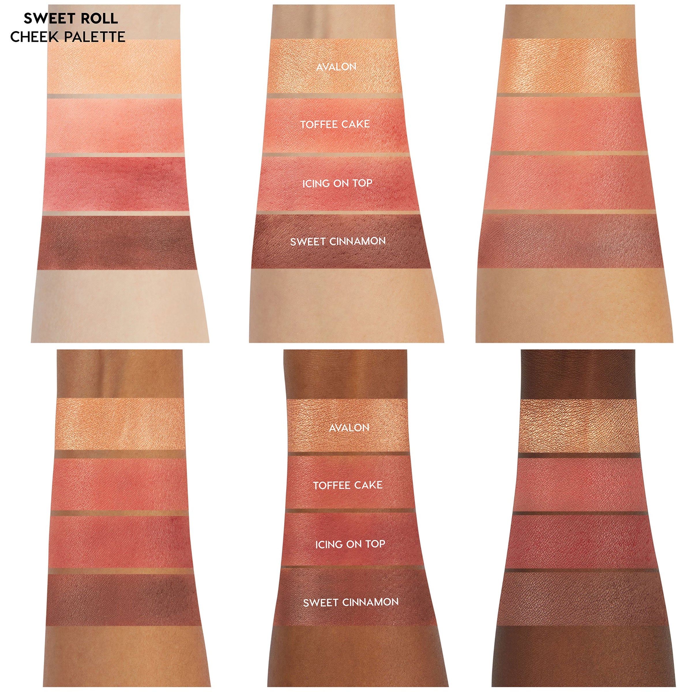ColourPop Sweet Roll warm bronze and red blush quad arm swatches