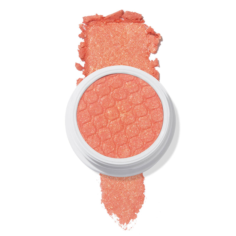 ColourPop bright warm coral with gold 'Chirp' super shock shadow