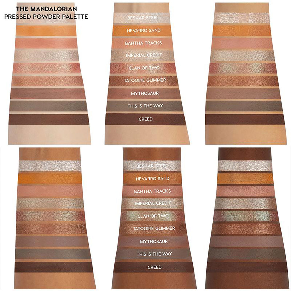 ColourPop Disney Star Wars The Mandalorian and The Child Collection The Mandalorian palette swatches