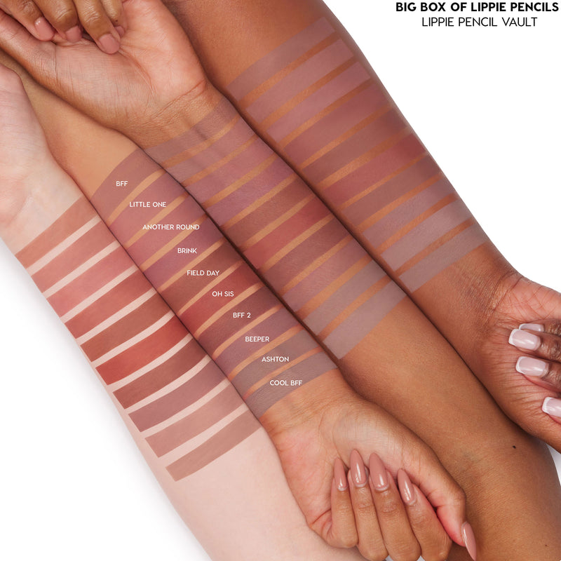 ColourPop Lippie Pencils in Another Round, a rosy nude arm swatch