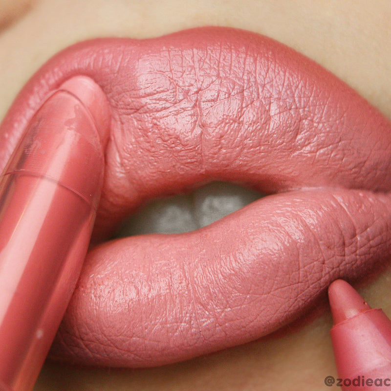 ColourPop Lippie Pencils in Starship, a warm pink on lip