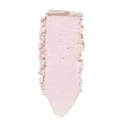 ColourPop Monster Super Shock Highlighter swatched in a single vertical swipe, revealing a pale pink, pearly shimmer with soft, crushed edges and a creamy powder texture on a white background.