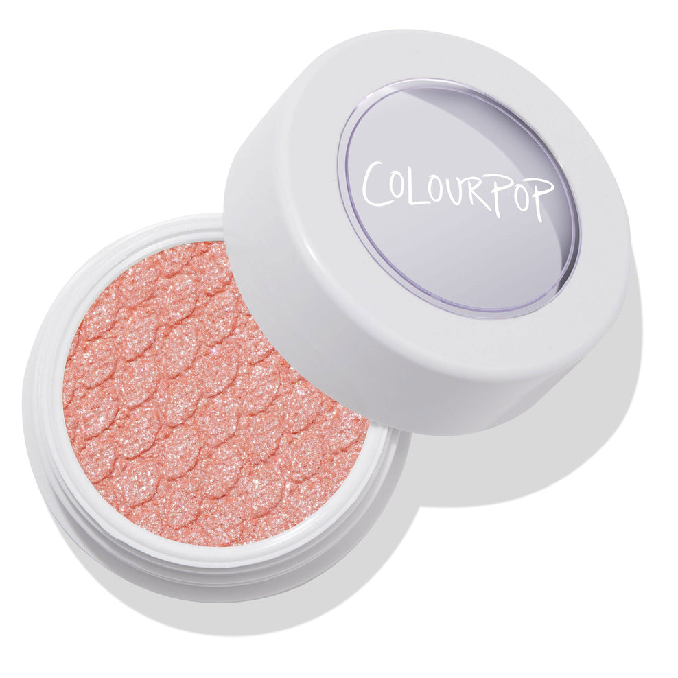 Colourpop super shock shadow in tea party a soft peach with Ultra Glitter silver sparkle.