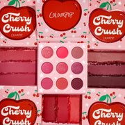 ColourPop Cherry Crush 9-pan pressed powder palette featuring rich red and saturated cherry to create an ultra pigmented monochromatic moment.