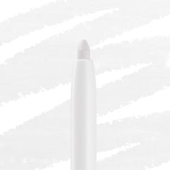 White twist-up eyeliner tip extends from a sleek white barrel, ColourPop Crème Gel Liner in Exit shade, shown close-up against a light streaked background.