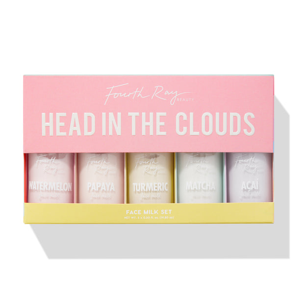 Head in the Clouds Mini Face Milk Kit includes Watermelon, Papaya, Turmeric, Matcha, and Acai Facial Moisturizers